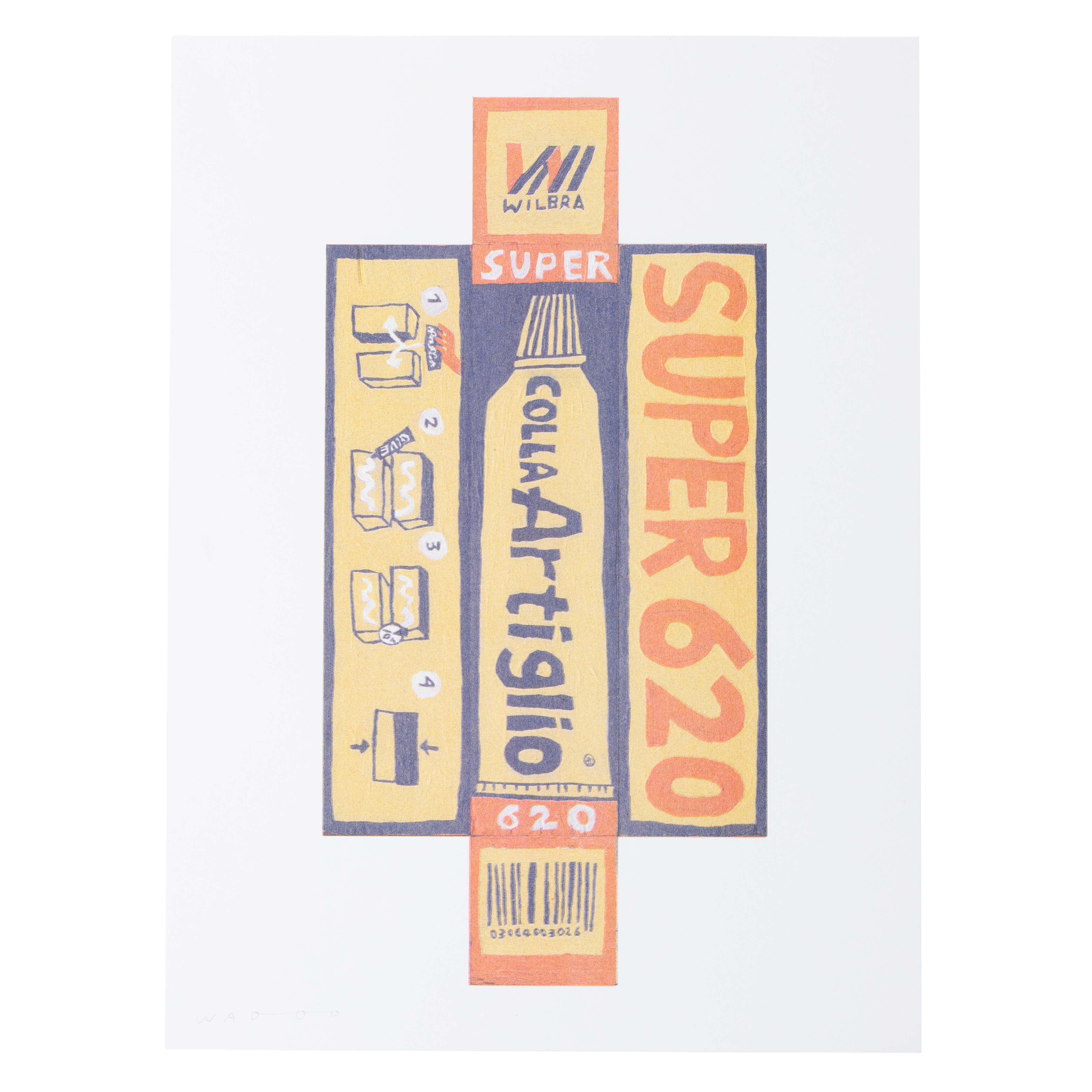 30x40 cm Risograph Print of A Painted Package Super Glue