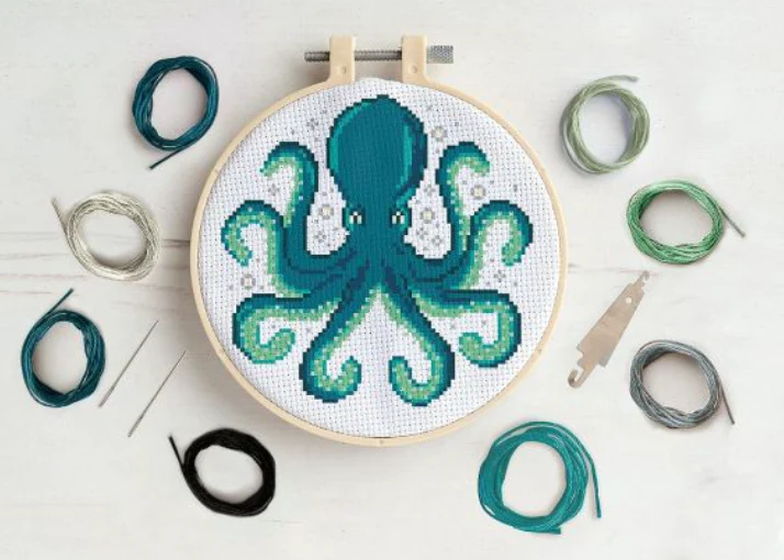 8" Cross Stitch Kit - Octopus - Image 2