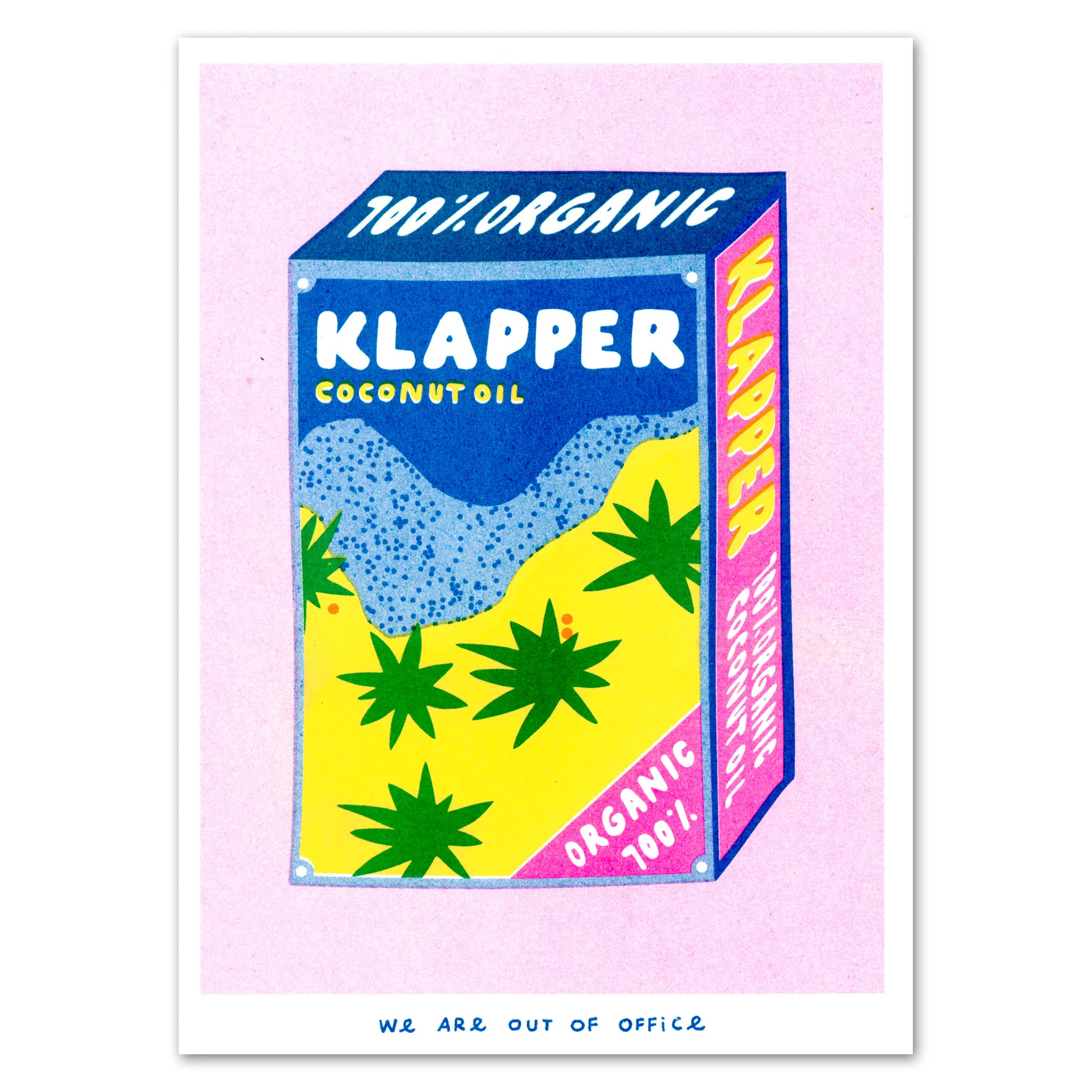 A Risograph Print of Klapper Organic Coconut Oil