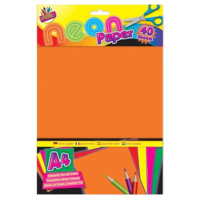A4 Pack Neon Paper Pack - 40 sheets