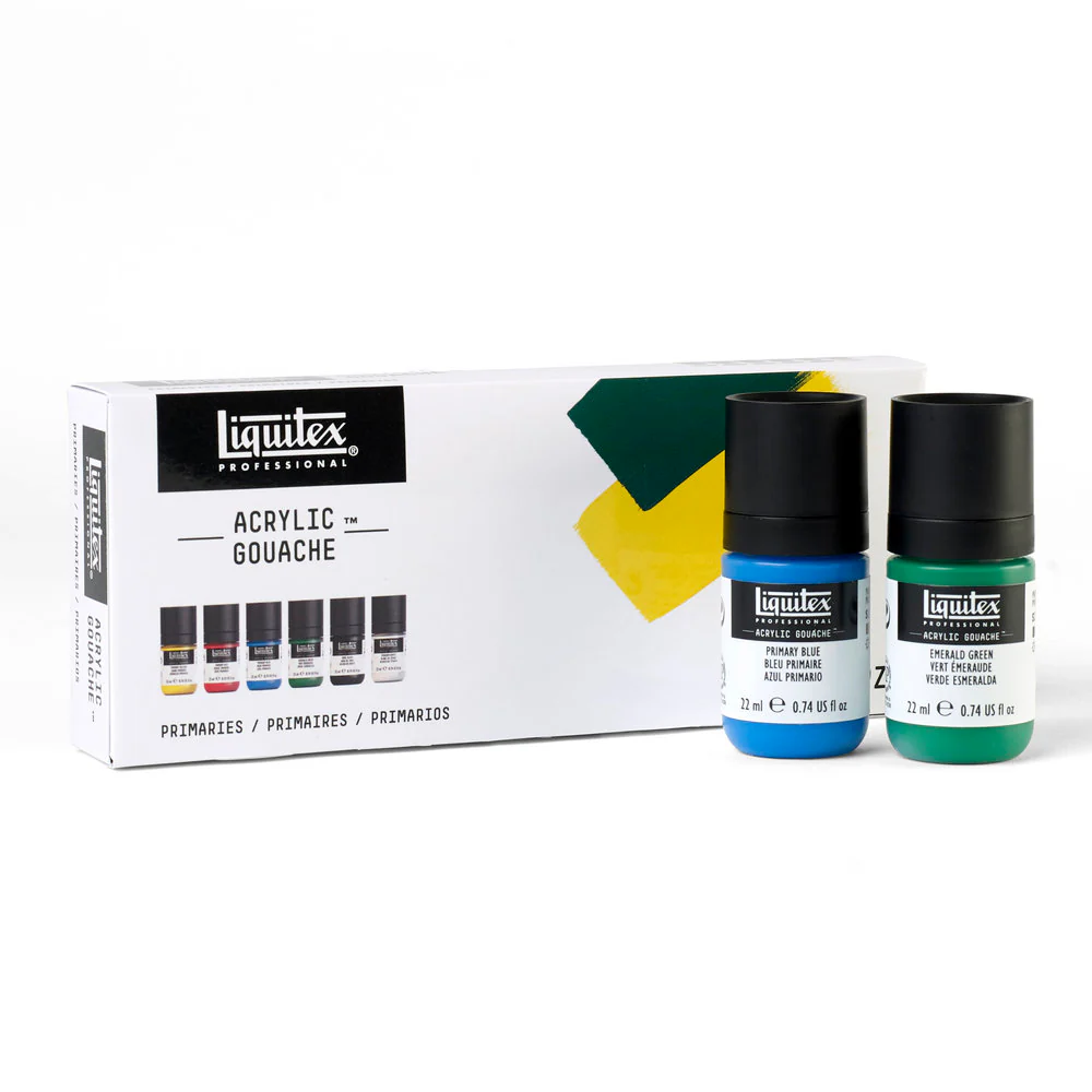 LQX Pro Acrylic Gouache Set Primaries 6 x 22ml