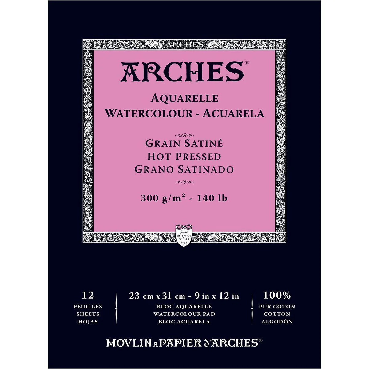 Arches Satine 23 x 31cm Watercolour Pad Hot Pressed