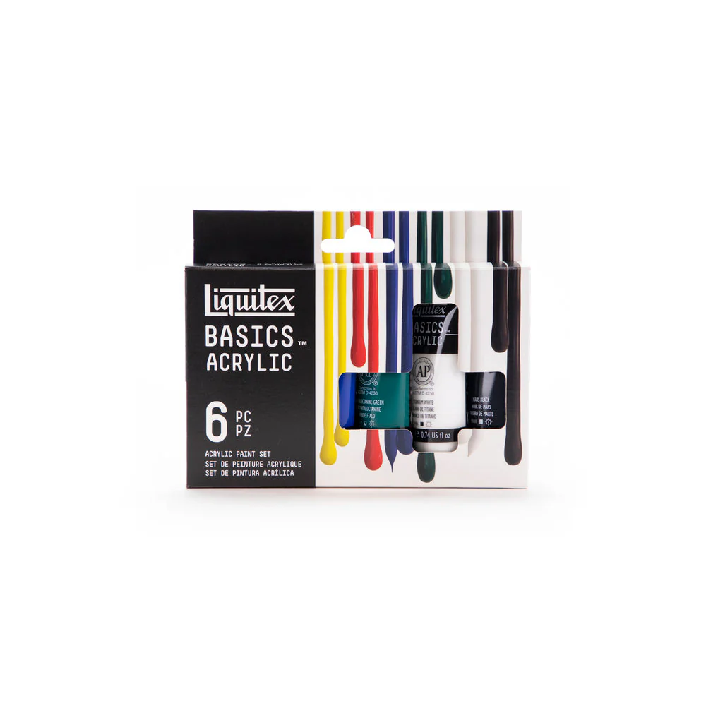 LQX Basics Acrylic Primary Colours Set 6 x 22ml - Image 2