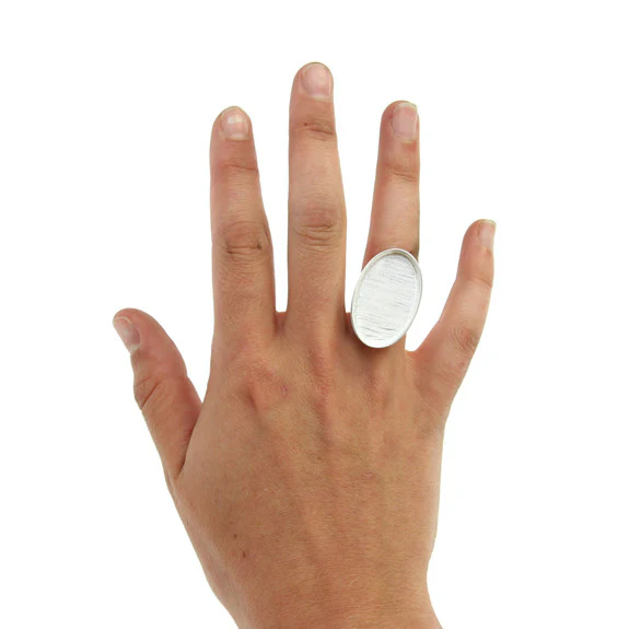 Bezel: Handmade Ring Oval Silver Plated - Image 2