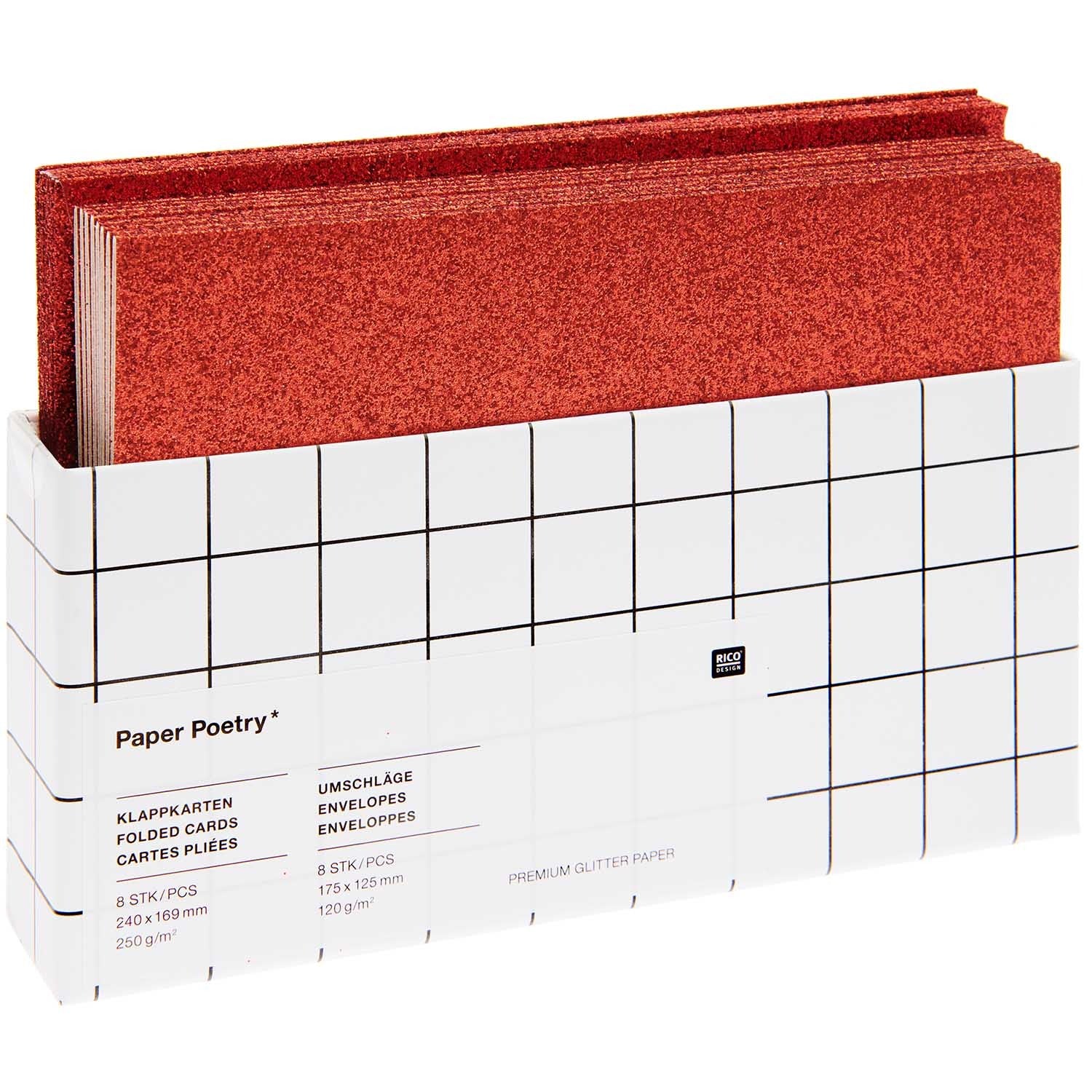 Paper Poetry Card Set Glitter B6 Red