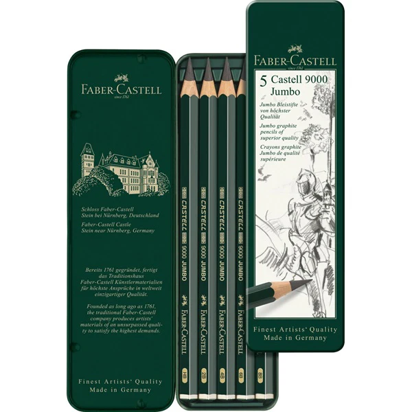 Castell 9000 Jumbo Pencil Tin of 5 - Image 2