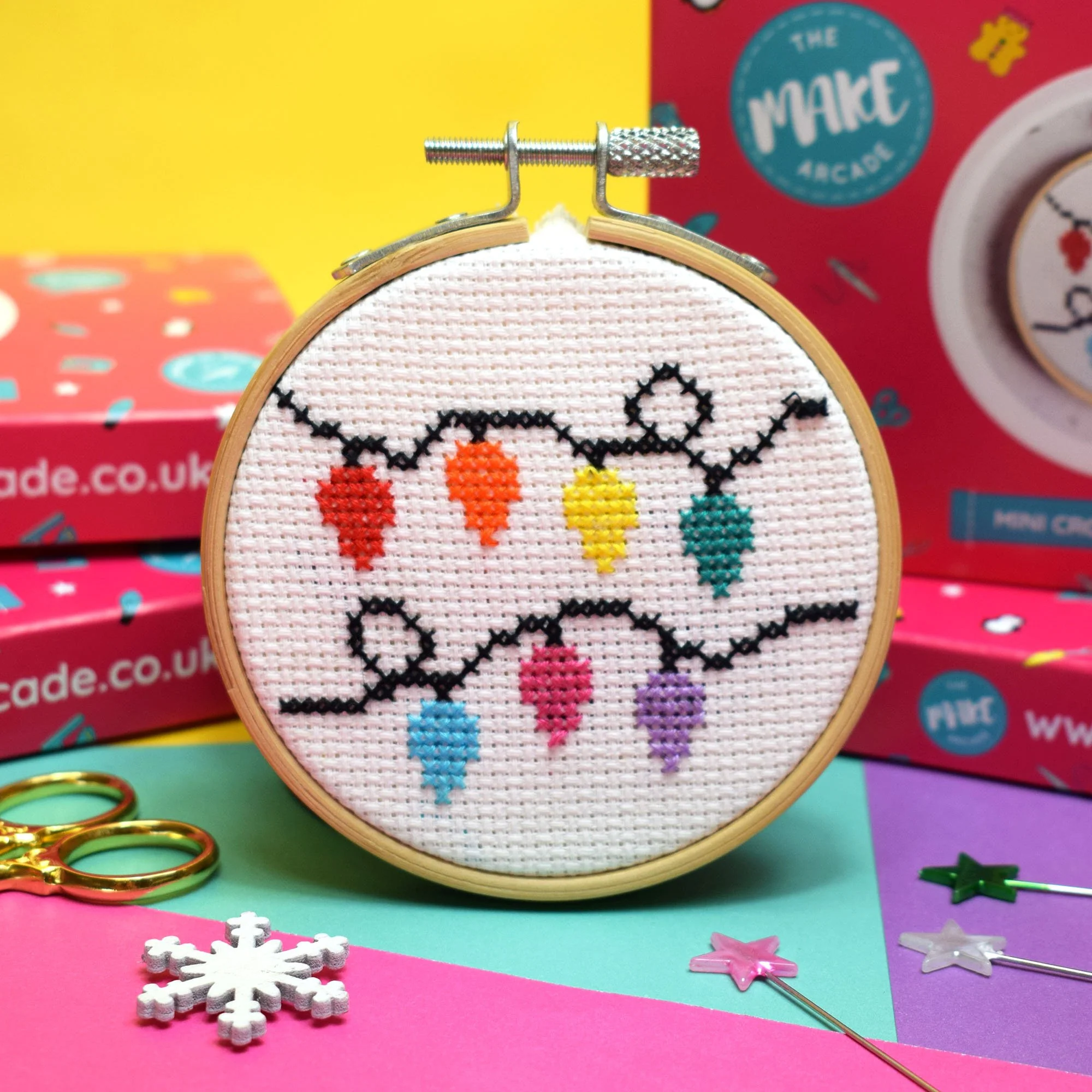 Christmas Mini Cross Stitch Kit - Fairy Lights