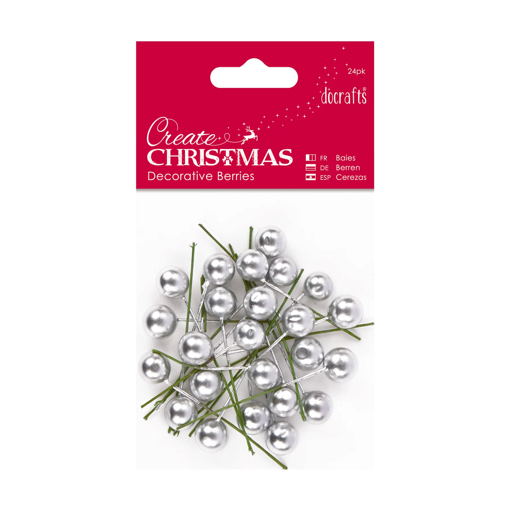 Create Christmas - Decorative Berries 24pk Frosted White - Image 2