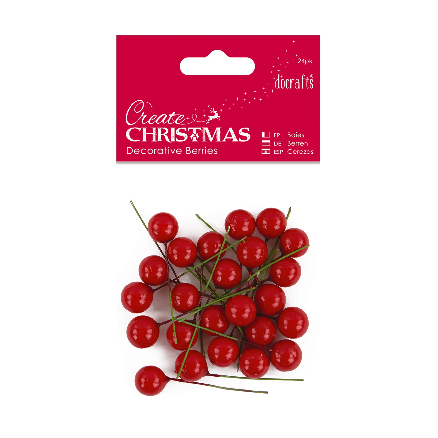Create Christmas - Decorative Berries 24pk Frosted White - Image 3