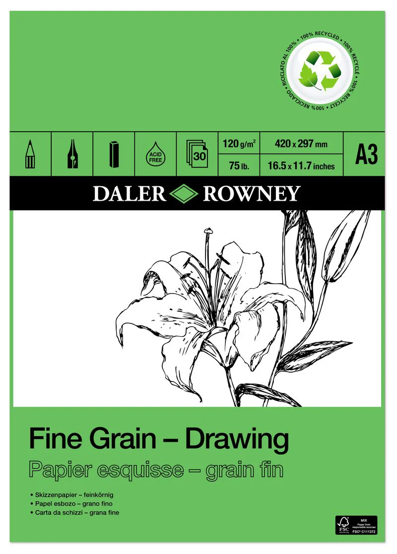 Daler Rowney Eco Fine Grain Drawing Pad 120gsm - Image 3