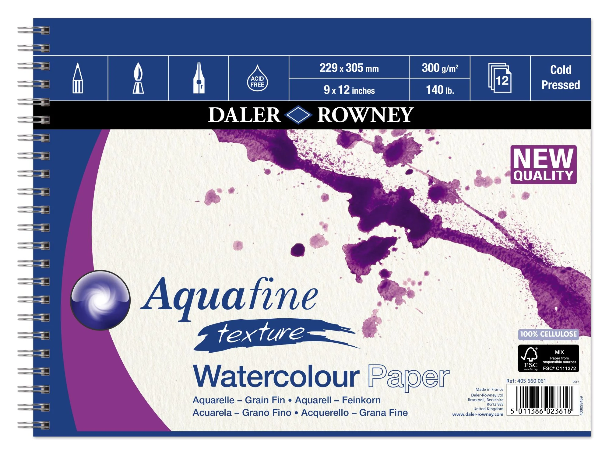 Daler Rowney Aquafine Watercolour Pad Spiral - Image 2