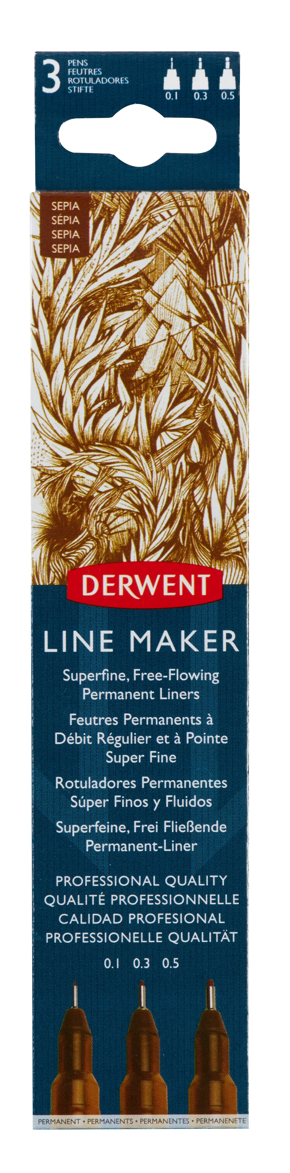 Derwent Line Maker 3 Pack Sepia - Image 3
