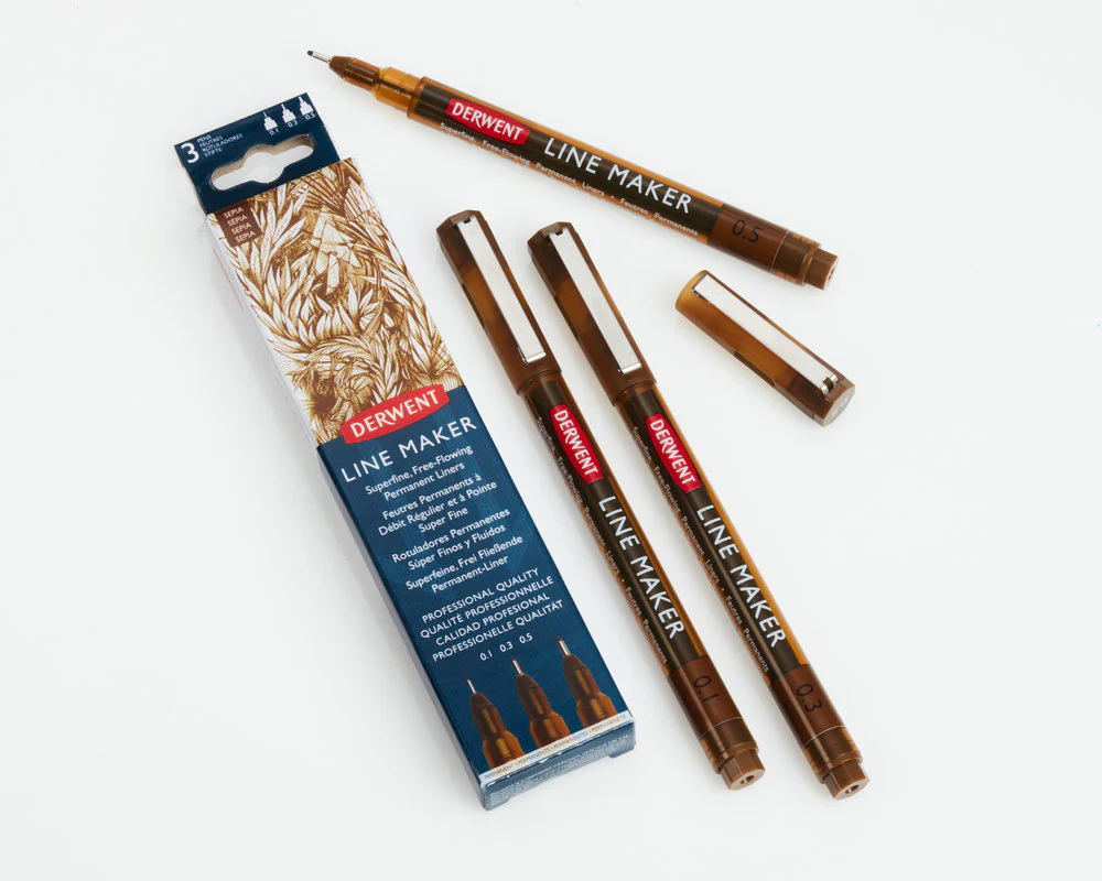 Derwent Line Maker 3 Pack Sepia - Image 4