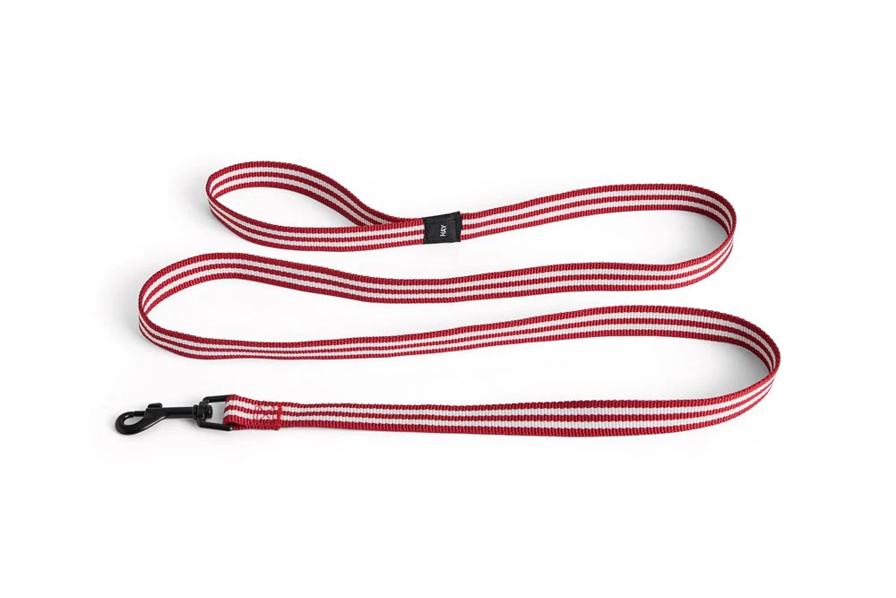 Dog Leash Flat S/M - Red and White Stripe