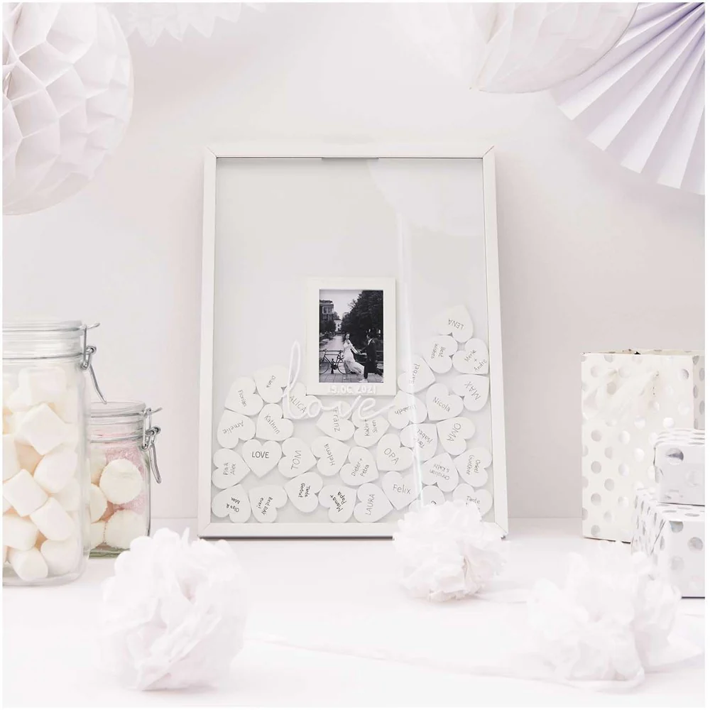 Made By Me Drop Top Frame White 30 x 40cm / Wooden Hearts - Image 2