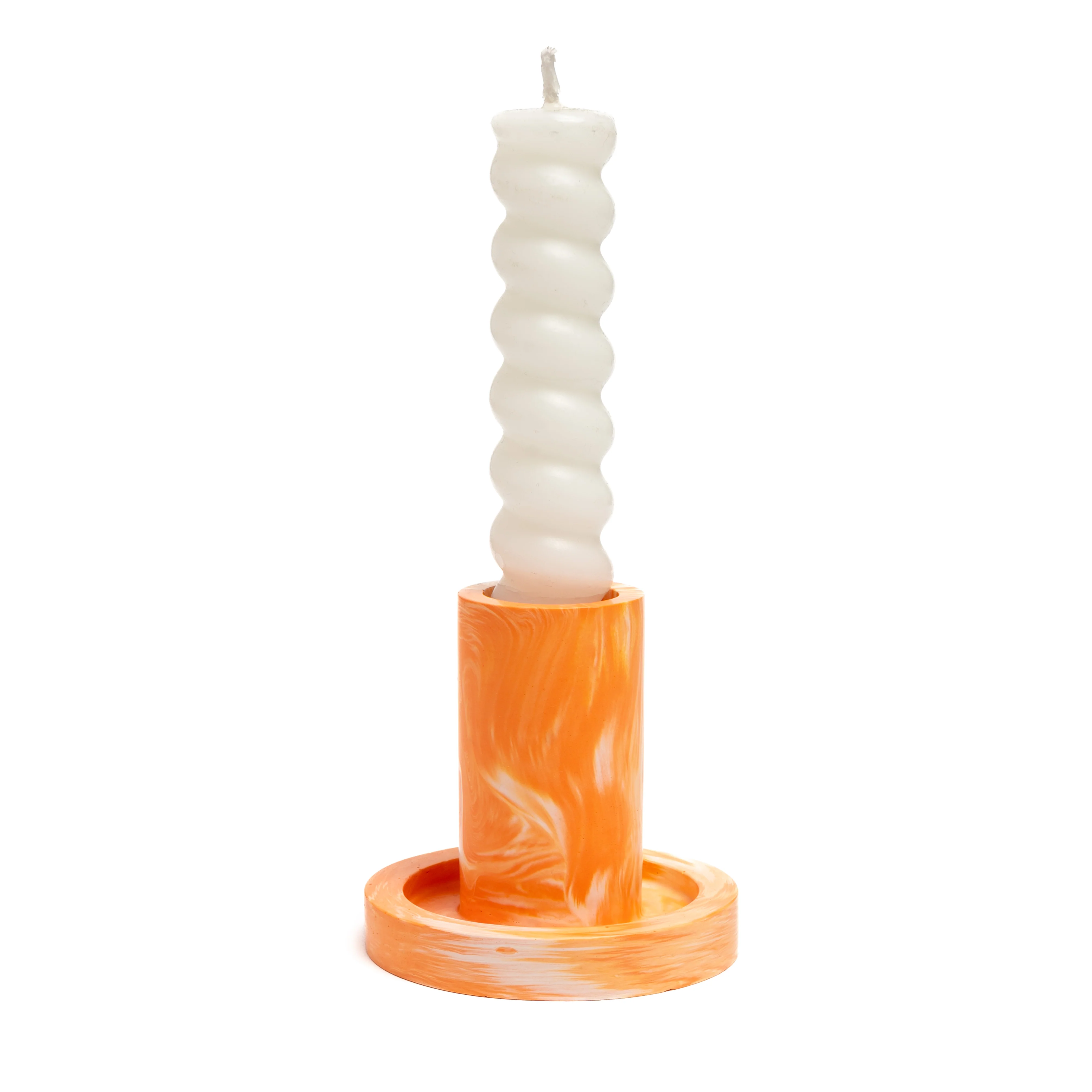 FA Jesmonite Candle Holder - Marbled Orange - Long - Image 2