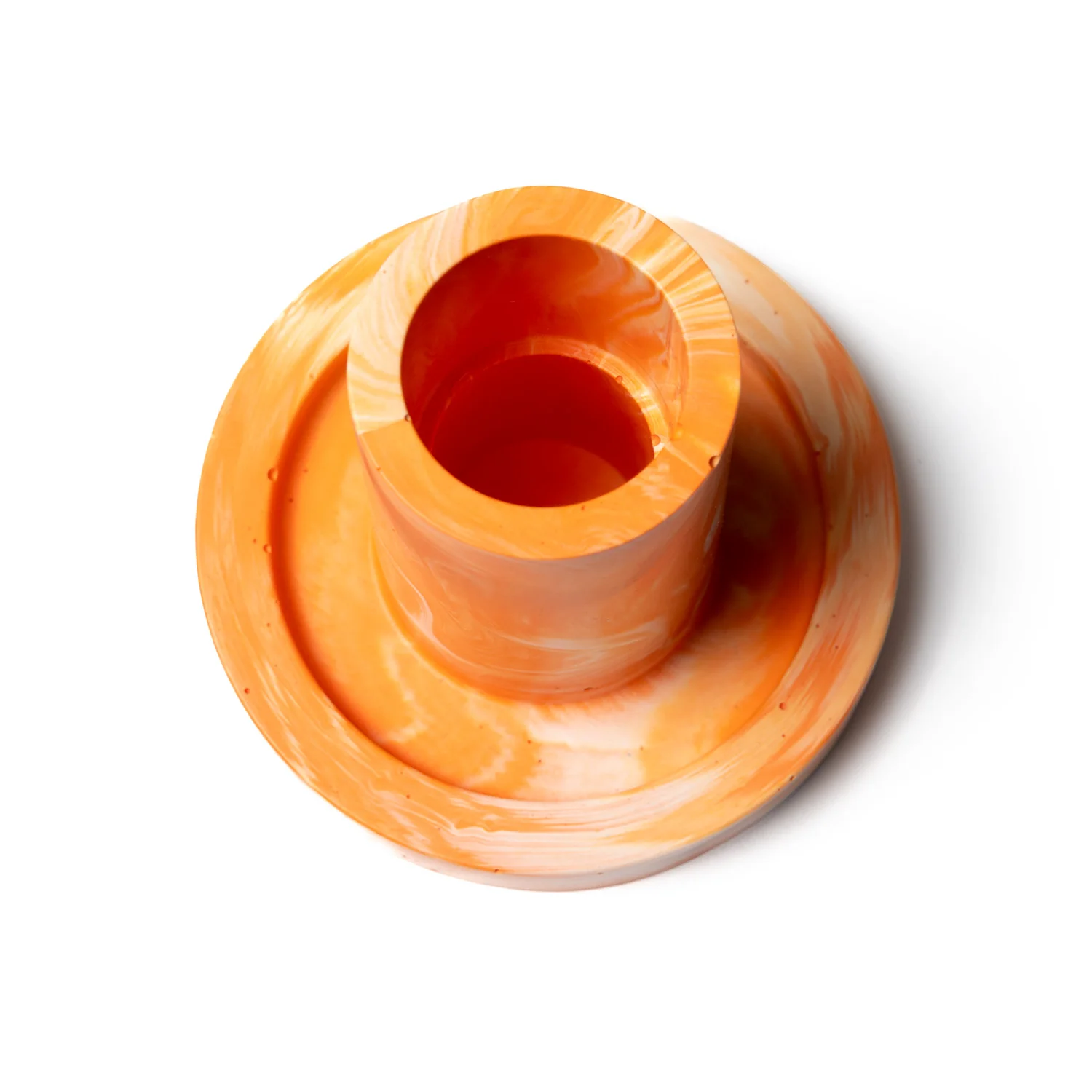 FA Jesmonite Candle Holder - Marbled Orange - Long - Image 3