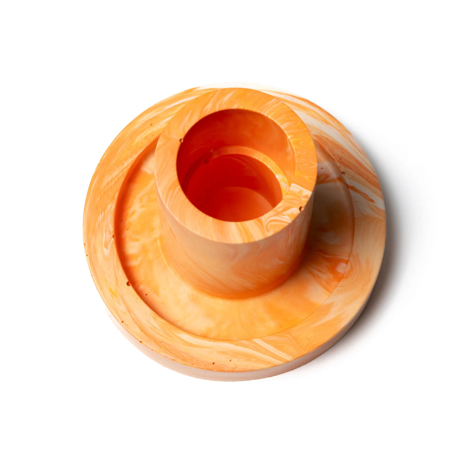 FA Jesmonite Candle Holder - Marbled Orange - Short - Image 3