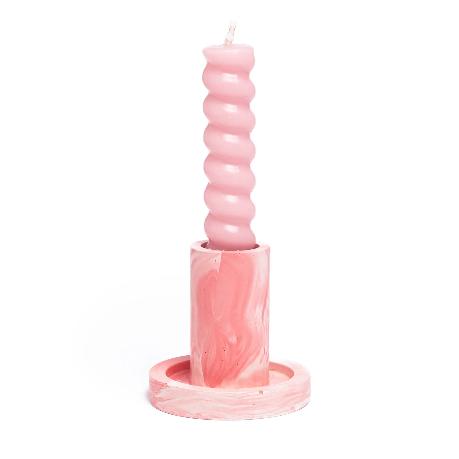 FA Jesmonite Candle Holder - Marbled Pink - Long - Image 2
