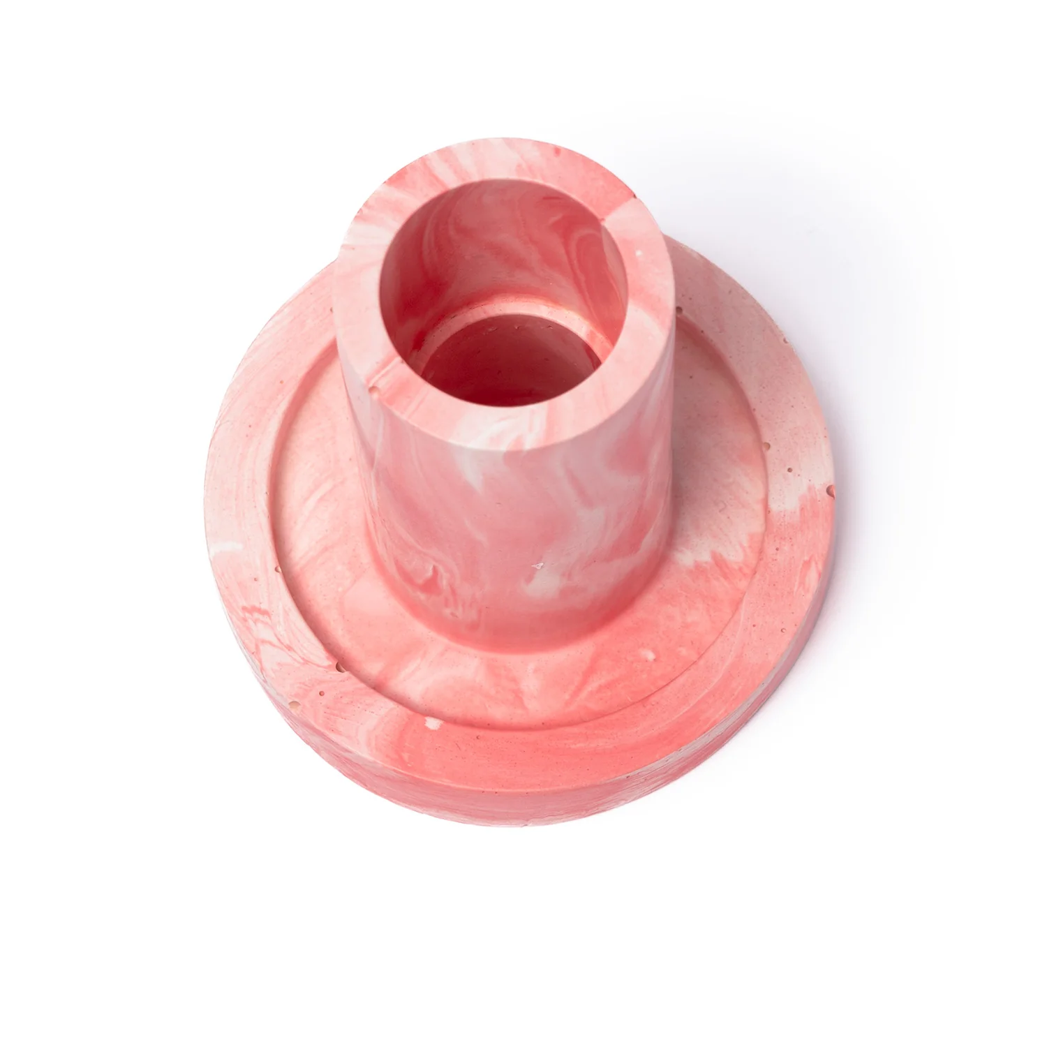 FA Jesmonite Candle Holder - Marbled Pink - Long - Image 3