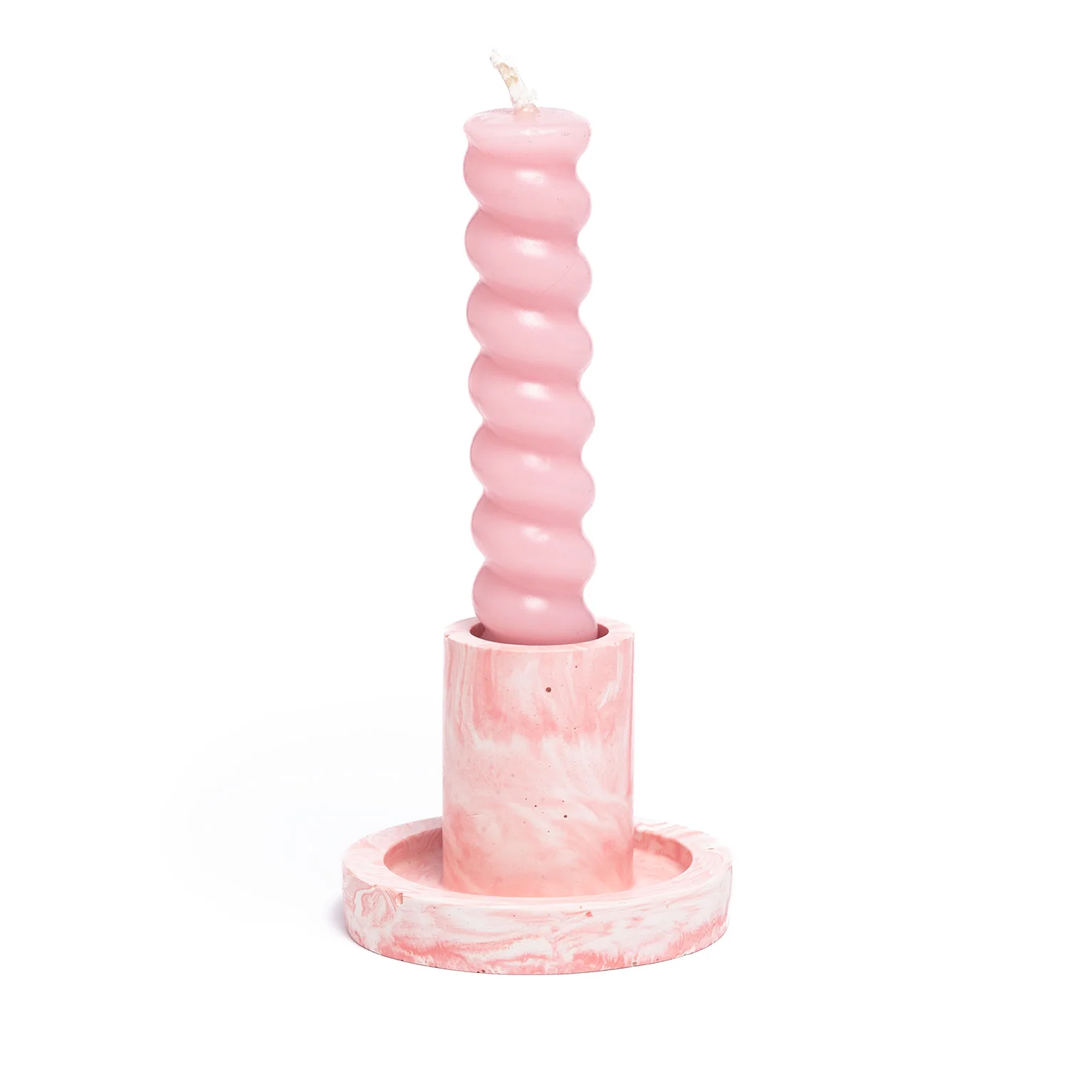FA Jesmonite Candle Holder - Marbled Pink - Short - Image 2