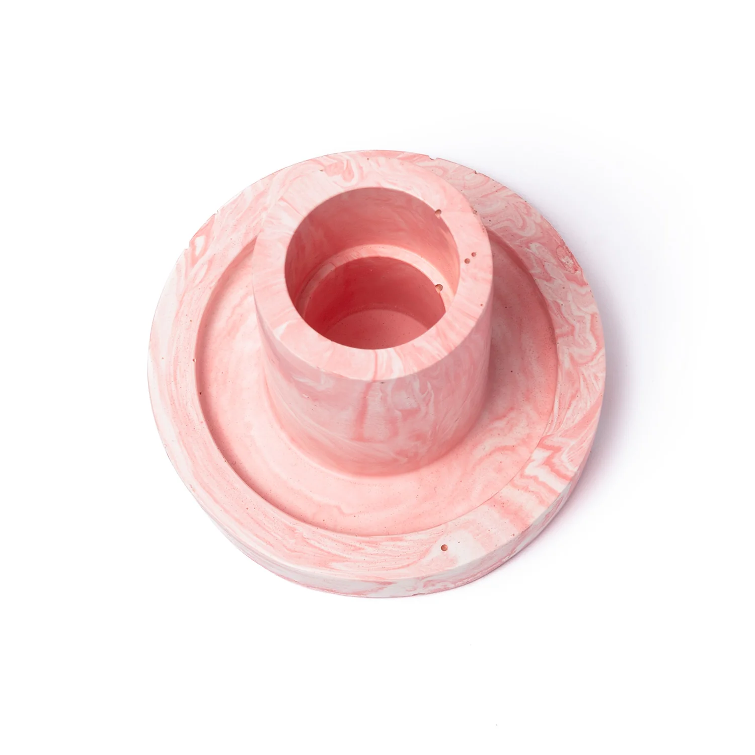 FA Jesmonite Candle Holder - Marbled Pink - Short - Image 3