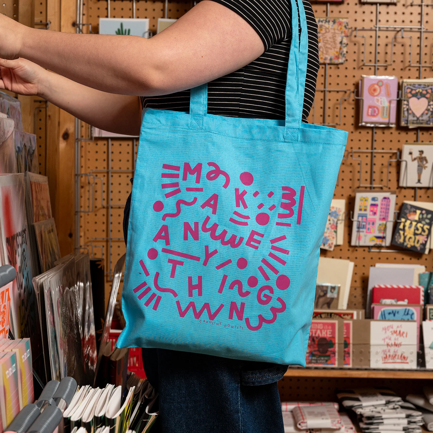 FA X Caroline Dowsett Screen Printed Tote Bag - Blue - Image 2