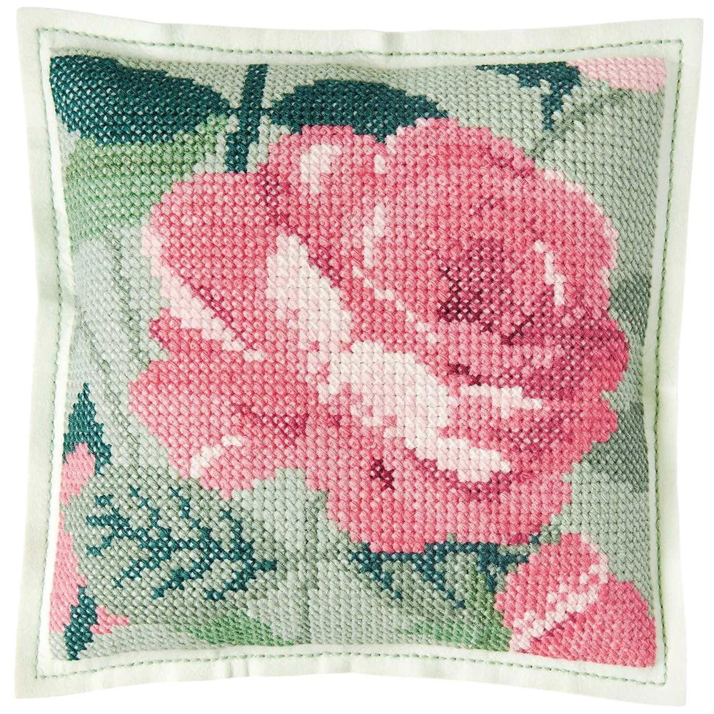 Rico Decorative Felt Embroidery Rose Cushion Cover
