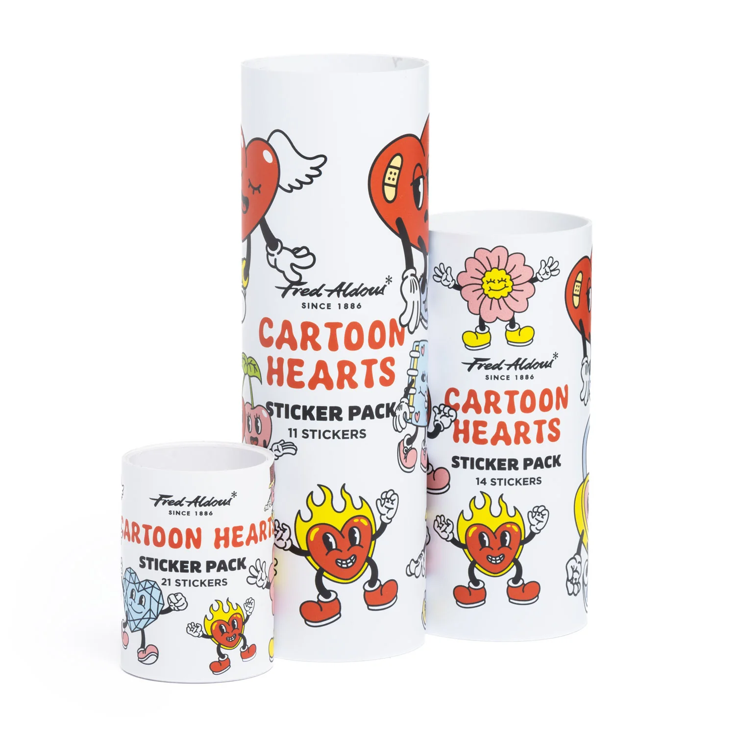 Fred Aldous Cartoon Heart Sticker Pack - Image 3