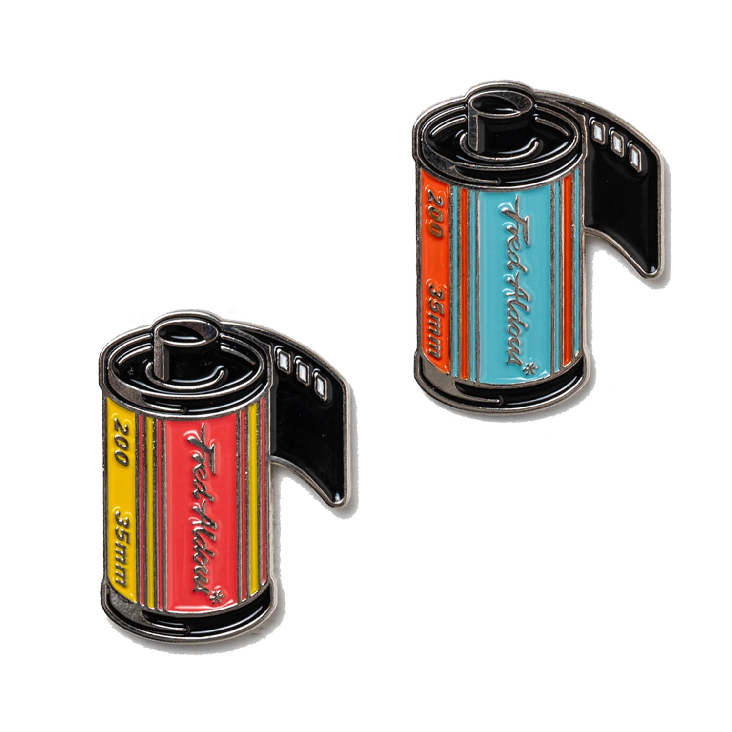 Fred Aldous Film Pin Badge Turquoise & Orange - Image 3