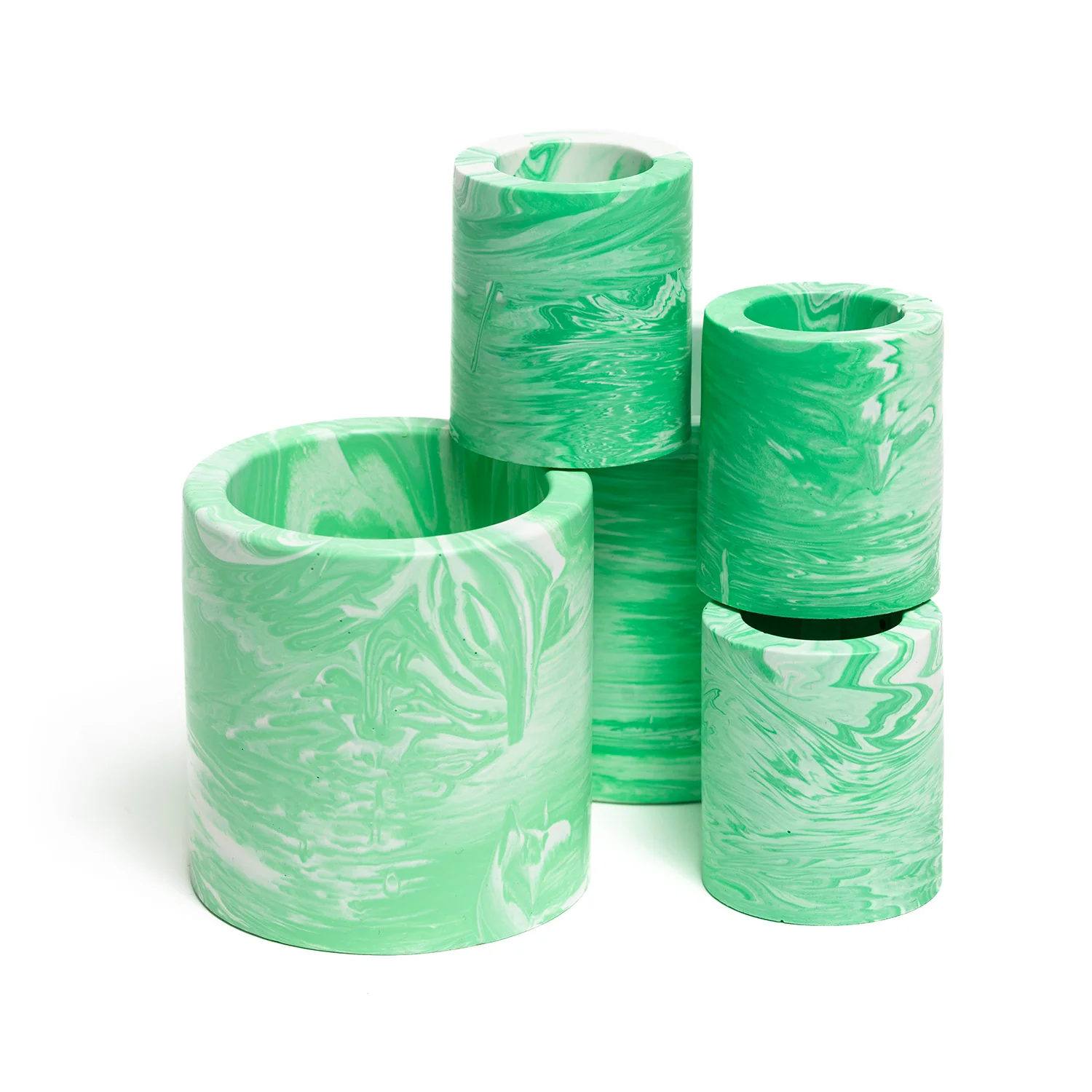 FA Jesmonite Mini Pot - Marbled Green - Image 2