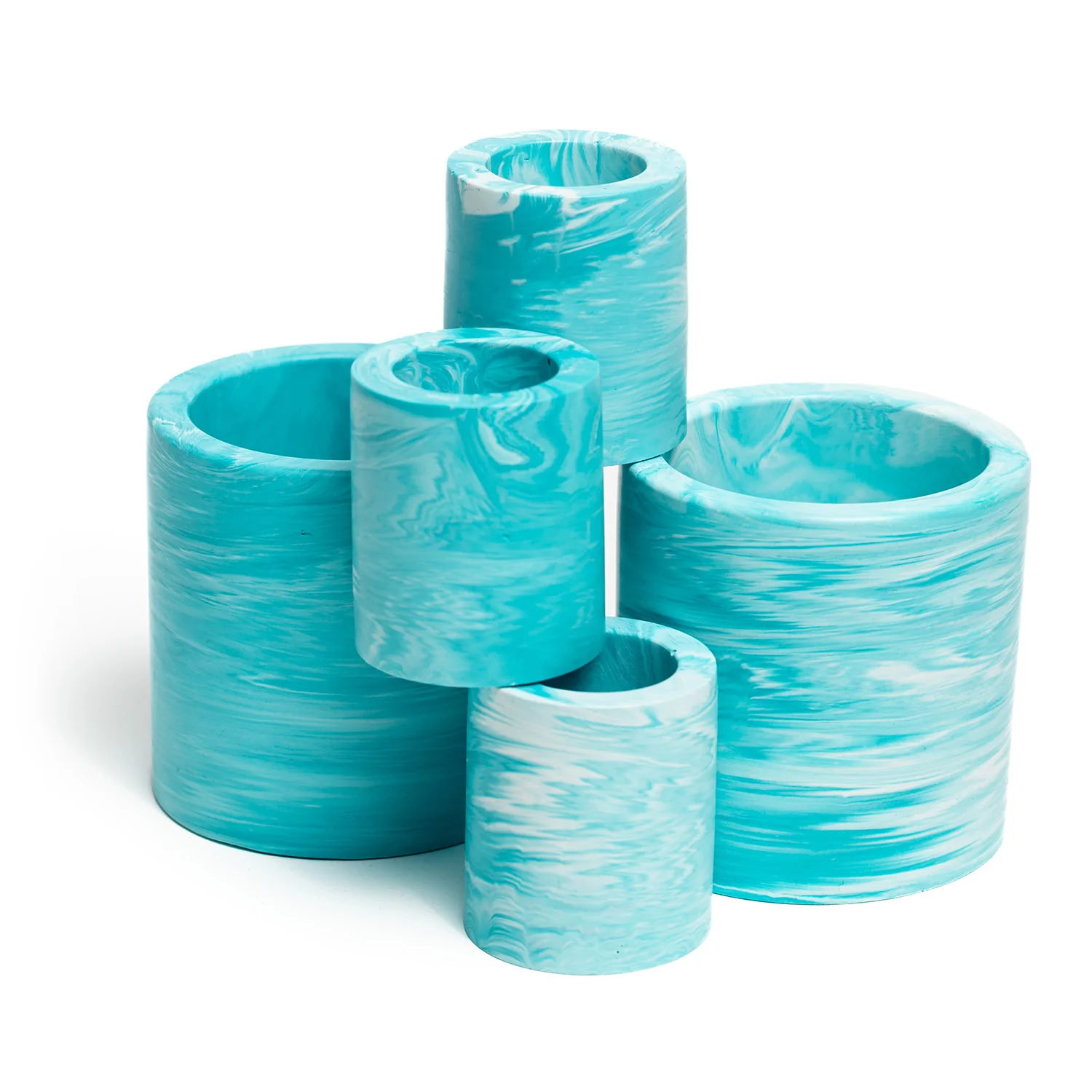 FA Jesmonite Mini Pot - Marbled Turquoise - Image 2
