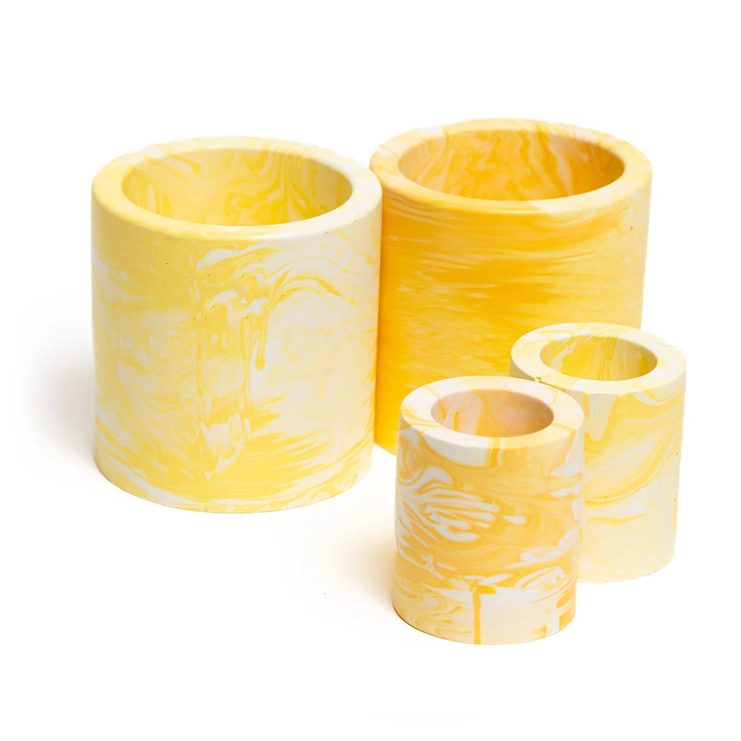 FA Jesmonite Plant Pot - Marbled Yellow - Image 2