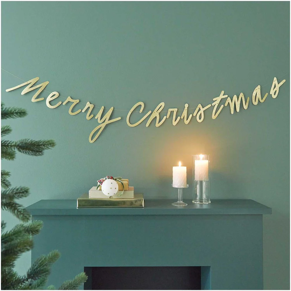 Paper Poetry Garland Merry Christmas Glitter Gold - Image 2