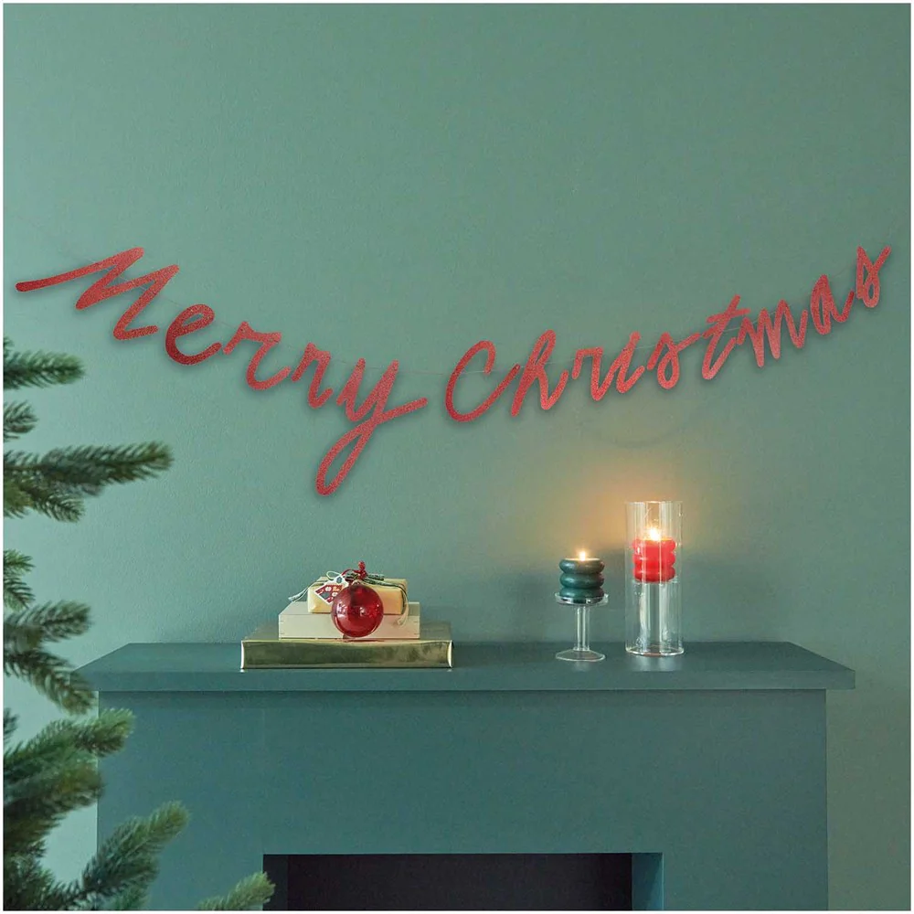 Paper Poetry Garland Merry Christmas Glitter Red - Image 2