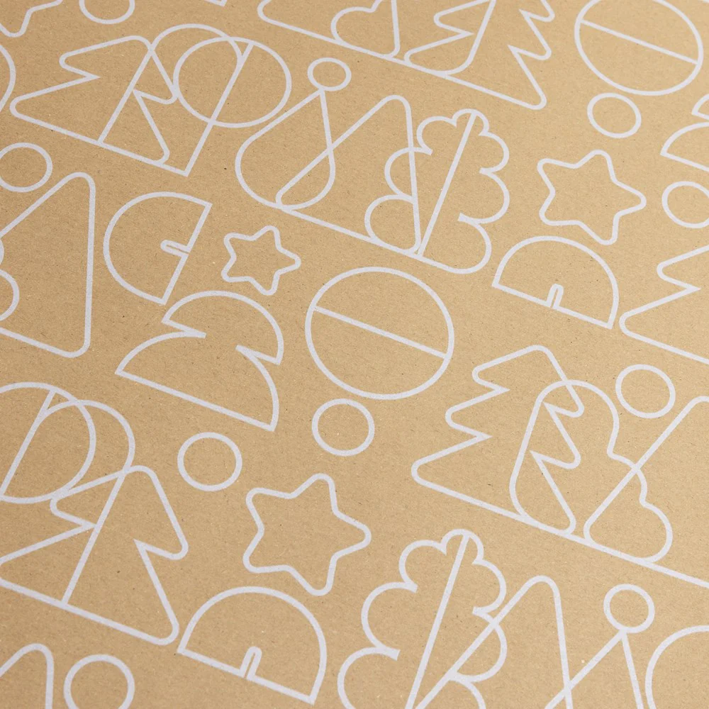 Gift Wrap Roll - Festive White Outline - Image 3
