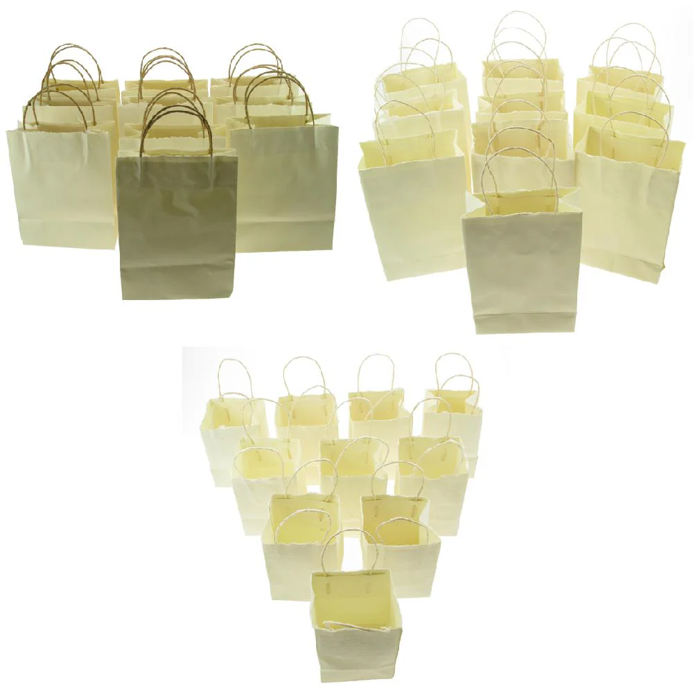 Handmade Recycled Paper Bags. 10 pack White Large