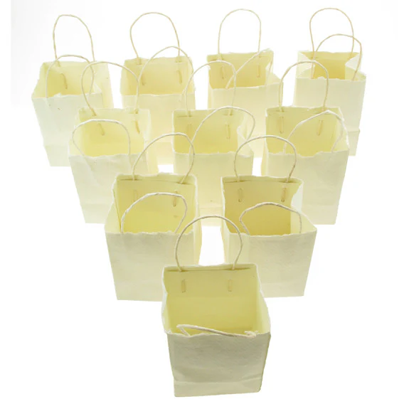 Handmade Recycled Paper Bags. 10 pack White Large - Image 3
