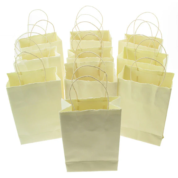 Handmade Recycled Paper Bags. 10 pack White Large - Image 4