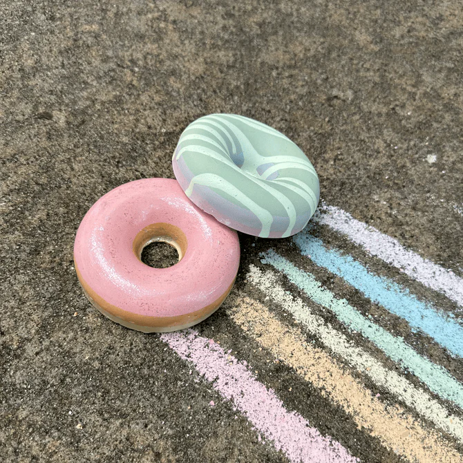 Handmade Sidewalk Chalk - Rainbow Double Donut Set - Image 3