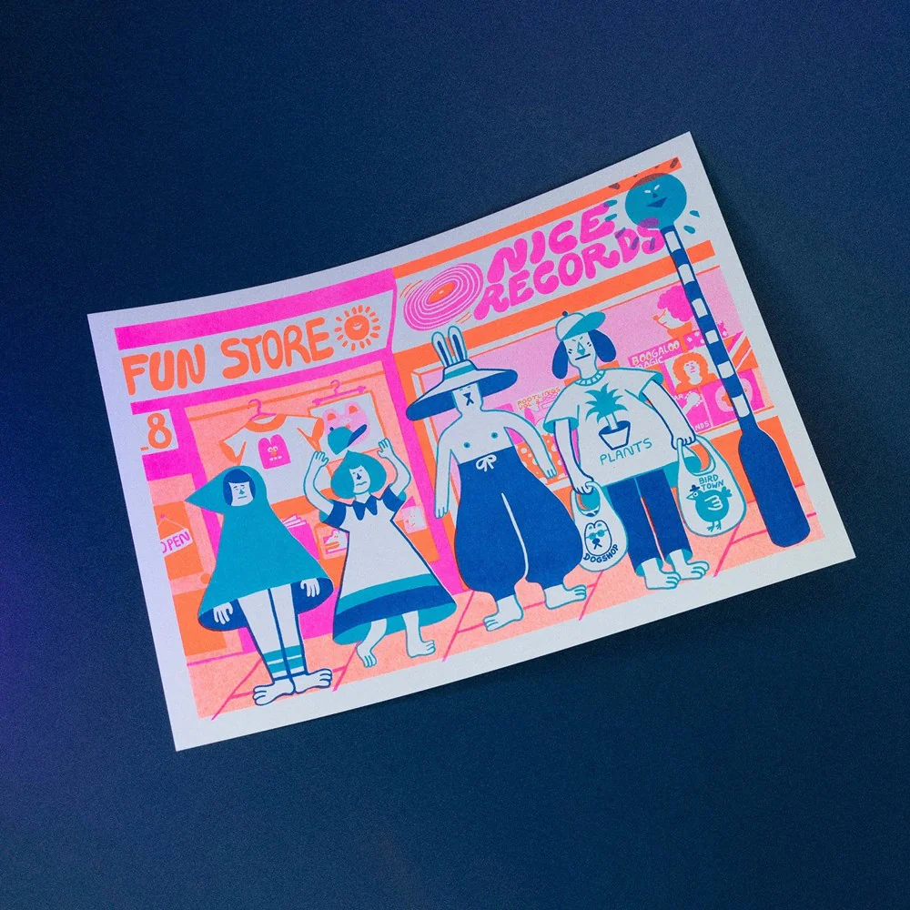 Happy Shoppers Riso Art Print - Image 2