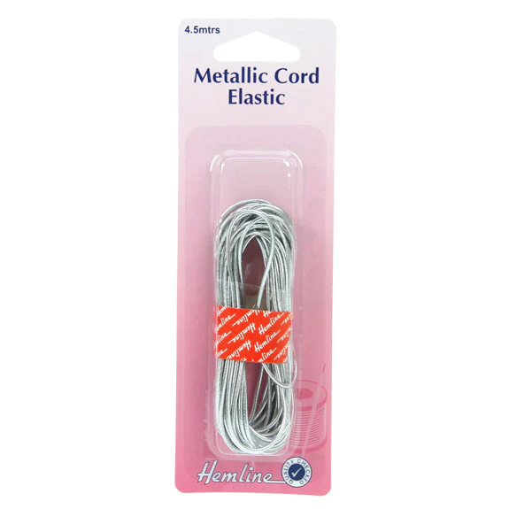 Hemline Beading Cord Elastic Silver 4.5 meters