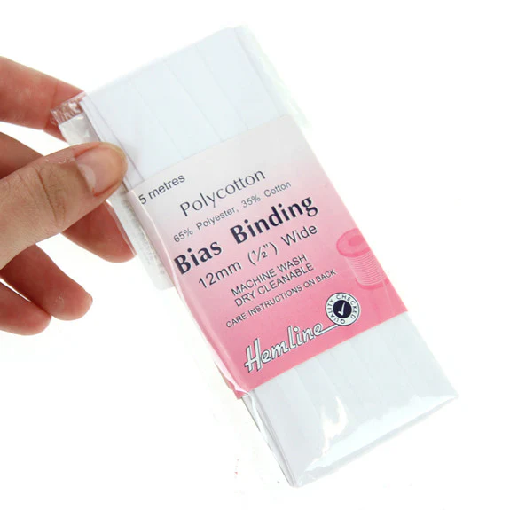 Hemline Bias Binding 12mm White - Image 2
