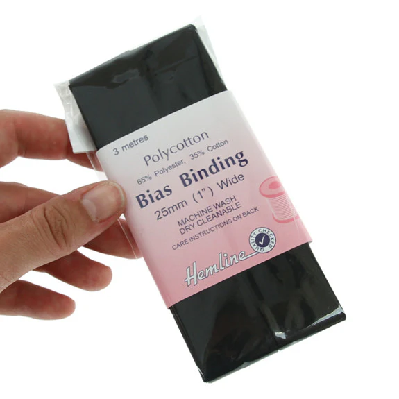 Hemline Bias Binding 25mm Black - Image 2