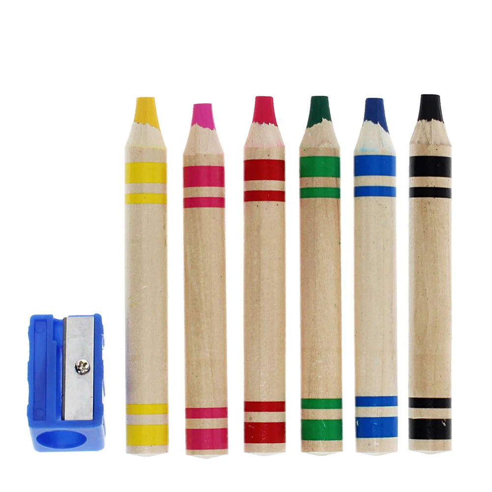 Jumbo wooden crayons with sharpener (set of 6) - Image 2
