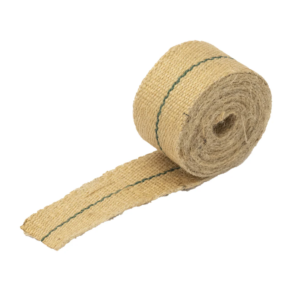Jute Webbing Natural with Green stripe  2" 3m - Image 2