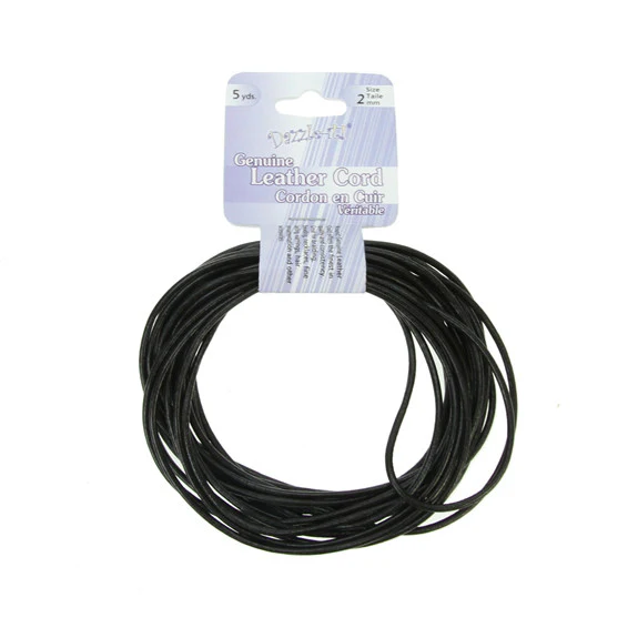 Leather Cord 2mm Round 5yds Black