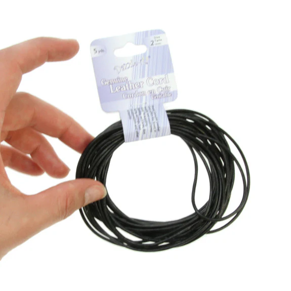 Leather Cord 2mm Round 5yds Black - Image 2