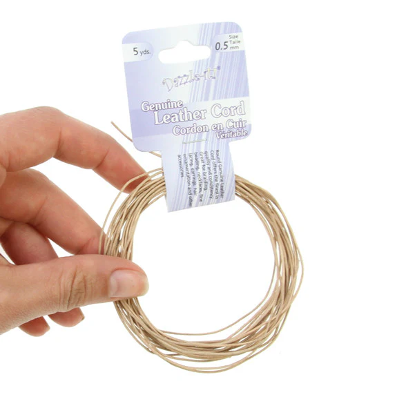 Leather Cord 0.5mm Round 5yds Natural - Image 3