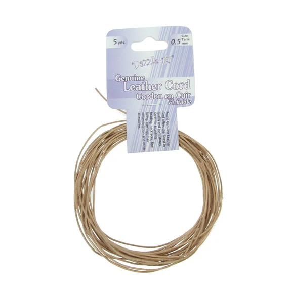 Leather Cord 0.5mm Round 5yds Natural - Image 4